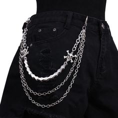 💞Punk Pants Chain Skull Keychains for Men Women Jean Trouser Biker Chains Harajuku Goth Jewelry Gothic Rock Emo Accessories Rock Hip-hop💞 💞Metal Type: Zinc alloy💞 💞Style: Punk,an excellent choice for dancers, rock, punk, and hip-hop lovers. It is especially suitable for stage performances and can create cool effects.💞 Hair Masculine, Cyberpunk Wear, Jean Chains, Truck Kun, Chain For Pants, Trouser Chain, Skater Fits, Jeans With Chains, Chain Jeans