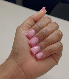 Short Nail Overlay Designs, Square Acrylic Nails Pink, Acrylic Overlay Nails, Black French Tip Nail, Nails Pink Acrylic, Acrylic Nails Square, Acrylic Nails Pink, Black French Tip, Happy Girls Are The Prettiest