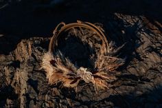 a piece of wood that has some kind of thing on it in the middle of rocks