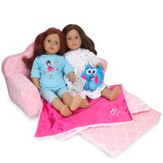 PRICES MAY VARY. 2-IN-1: Your little one's doll can enjoy reading a book on the couch in the daytime, then pulling it out to a bed at night! Dolls can enjoy having a bed AND sofa without taking up space. INCLUDED: One pink and white Moroccan print pull out sofa-bed, sized for two 18 inch dolls. SOFT PLUSH: The soft, light weight of this sofa makes it easy to bring to sleepovers with no assembly required. DIMENSIONS: The folded couch measures 15" long, 8" deep, and 7" tall. MADE FOR DOLLS: Perfec Baby Alive Bunk Bed, My Life Doll Bed, Dolls On Bed, Barbie Doll Couch, Fold Out Couch, Loveseat Sofa Bed, Plush Couch, Pink Couch, Convertible Bed