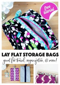 the lay flat storage bags are great for travel, organization, and more with free printable tags