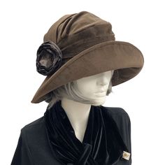 "Get ready to step back in time with a vintage-inspired wide brim cloche hat, reminiscent of the 20's and 30's! It's like you're a character from Downton Abbey or Boardwalk Empire! Say goodbye to winter blues and hello to a couture hat that's both gorgeous and comfortable to wear. The Alice, with its unique styling, offers plenty of room in the crown, so you won't have to worry about hat-hair when taking it off. Plus, it's made with a beautifully soft, luxurious velvet that's warm and divine to Downton Abbey Fashion, Vintage Style Hat, Unique Styling, Couture Hats, Hat Hair, Velvet Hat, Boardwalk Empire, Summer Sun Hat, Flapper Style