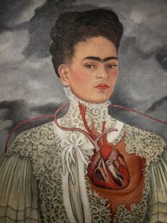 a painting of a woman with a heart in her chest