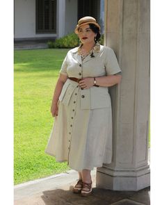 Plus Size History Bounding, Plus Size Vintage Clothes, White Tan Outfit, Ineffable Wives, Vintage Sweater Pattern, Plus Size Vintage Fashion, Style Categories, Eliot Ness, 1930s Fashion Women