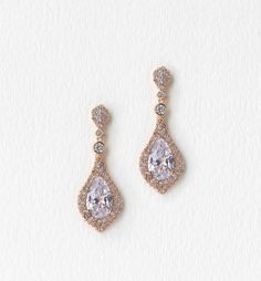 Rose Gold CZ Drop Earrings