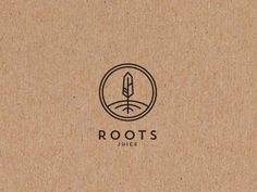 roots juice logo on brown paper