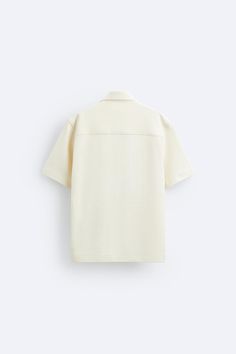 TEXTURED SHIRT - Ecru | ZARA United States Summer T-shirt With Placket And Short Sleeves, Classic Spring Camp Shirt With Placket, Summer Collared Polo Shirt With Button Closure, Classic Summer Shirt With Concealed Placket, Spring Cotton Camp Shirt With Collared Neckline, Spring Cotton Short Sleeve Shirt With Spread Collar, Classic Spring Camp Shirt With Spread Collar, Modern Spread Collar Blouse For Summer, Modern White Short Sleeve Polo Shirt