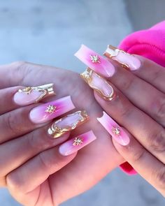 Cute Nail Art Designs, Edgy Nails, French Acrylic Nails, Dope Nail Designs, 19th Birthday, Unique Acrylic Nails, Rainbow Nails, Pink Acrylic Nails, Birthday Nails