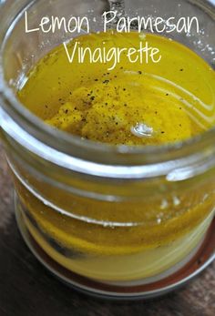 lemon parmesan vinaigrette in a glass jar