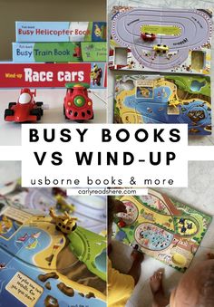 children's books with the title busy books vs wind - up, and an image of