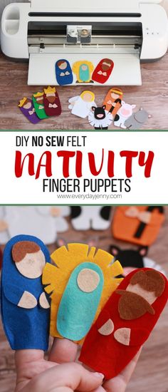 this is an easy and fun diy no sew felt nativity finger puppets