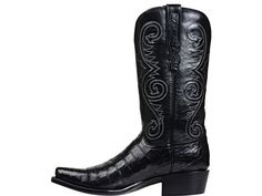 Lucchese Men's Cowboy Boots | Jones | Belly Caiman Crocodile in Black | #LuccheseBoots  www.lucchese.com Elegant Snip Toe Boots For Western-themed Events, Elegant Snip Toe Boots For Rodeo, Elegant Round Toe Boots For Rodeo, Winter Boots Snow, Caiman Crocodile, Wrestling Boots, Men's Leather Boots, Nice Boots, Lucchese Boots