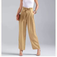 Maison Jules Womens Beige Belted Pocketed Cuffed Pants Size: M. Condition Is "New With Tags". The Pants Aren't Exactly The Same As The Model Picture, Just Similar. Has Two Front Pockets And Not Functional Two Back Pockets. In Seam 23.5in Stretchy Waist Band. No Unknown Defects, Just Needs Some Steaming. Pet And Smoke Free Home Belted Beige Wide Leg Bottoms, Beige Paperbag Waist Bottoms With Belt Loops, Beige Belted Wide Leg Bottoms, Summer Workwear Paperbag Waist Pants, Beige Wide Leg Belted Bottoms, Belted Beige Trousers, Casual Beige Belted Pants, Elegant Paperbag Waist Pants With Elastic Waistband, Elegant Paperbag Waist Pants With Elastic Band