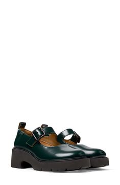 Rugged Style, Leather Mary Janes, Lug Sole, Mary Janes, Dark Green, Adjustable Straps, Leather Upper, Nordstrom, Buckle