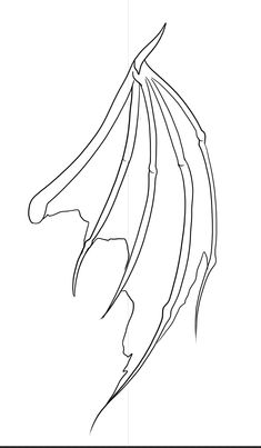 a drawing of a dragon's tail with long, thin wings and sharp claws