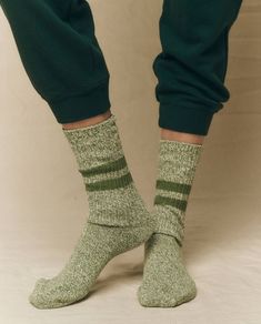 The Marled Athletic Sock. -- Army ACCESSORIES THE GREAT. FALL 23 ACCESSORIES Casual Green Socks For Winter, Casual Green Winter Socks, Retro Cotton Socks For Winter, Green Cotton Winter Socks, Retro Winter Cotton Socks, Trendy Green Fall Socks, Casual Ribbed Round Toe Socks, Cozy Ribbed Cotton Socks, Cozy Cotton Ribbed Socks