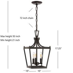 an image of a chandelier with measurements