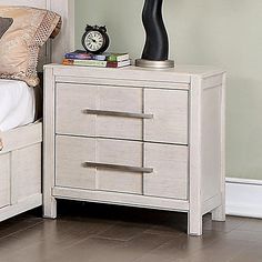 Berenice CM7580WH-N White Transitional Night Stand By Furniture Of America - sofafair.com Bookcase Bedroom, Sleigh Bedroom Set, Bookcase Bed, Too Much Stuff, Bookcase Headboard, King Bedroom Sets, Bedroom Sets Queen, Bedroom Panel, White Nightstand