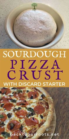 the cover of sourdough pizza crust with discard starter and instructions on how to make it