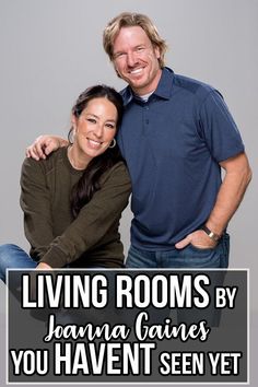 a man and woman posing for a photo with the words living rooms by hannah gains you haven't seen yet