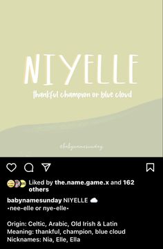 a poster with the words niyelle on it