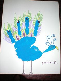 a drawing of a blue bird with feathers on it's head and the words peace written in large letters