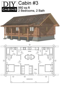 the floor plan for a cabin with lofts and living quarters, including an upstairs bedroom