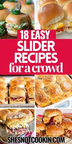 Discover quick and easy slider recipes that will be the hit of any party or easy weeknight meal. Our party sliders offer everything from traditional Cheeseburger Sliders to gourmet Jalapeno Pepper Jack Chicken Sliders. Sliders Sandwiches, Recipes To Feed A Crowd, Sandwiches Chicken, Hamburger Sliders, Easy Slider Recipes, Easy Slider, Sliders Recipes Chicken, Recipes For A Crowd, Bbq Chicken Sliders