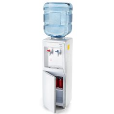 a water dispenser with a bottle on top of it