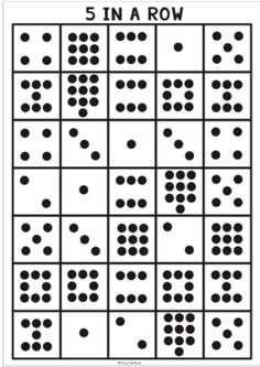 the 5 in a row game is shown with black dots on white paper, and there are