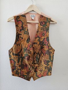 Vintage brown leather vest western print geometric lizard multicolor Etosha 90s | eBay 60s Mens Fashion Hippie, Fitted Retro Vest For Festivals, Vintage 70s Clothes, 60s Mens Fashion, Brown Leather Vest, Cowboy Vest, 70s Clothes, Clothing Board, Patchwork Vest