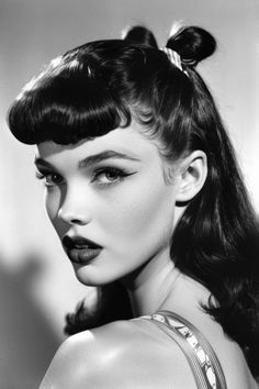 Bettie Bangs Bettie Bangs, Vintage Bangs, 1950s Hairstyles, 50s Hairstyles, Foto Art, Vintage Glam, Bob Haircut, Vintage Portraits, Vintage Pinup