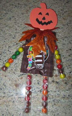 a halloween candy bag sitting on top of a counter