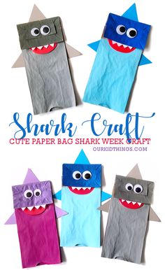 Paper Bag Shark Craft Preschool Paper Bag Crafts, Kinder Summer Crafts, Shark Puppet Craft Paper Bag, Daycare Crafts Printable, Summer Crafts For Kids 3-4, Summer Kindergarten Crafts Art Projects, Ocean Theme Arts And Crafts For Kids, Beach Week Crafts, Fish In A Bag Craft