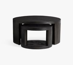 two black tables sitting on top of each other