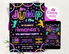 an image of a birthday party with neon lights on the front and back of it