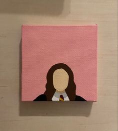 a painting of a woman's face on a pink background with the image of a person