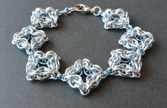 Celtic Diamonds Chainmail Bracelet - Etsy Blue Chain Link Metal Jewelry, Chainmail Bracelet, Star Gift, Perfect For Me, Chain Mail, Gorgeous Bracelet, Photo Bracelet, Star Earrings, Chain Link Bracelet