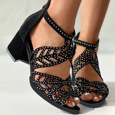 Patterned:OtherMaterial:FabricHeel Type:Block heelClosure:ZipperToe Style:Open ToeStrap Type:Strappy backHeel Hight:High HeelItem ID:KX06498 Heel Sandals For Women, Dress Heels, Low Heel Sandals, Block Heel Sandals, Sandals For Women, Boho Women, Sandal Fashion, Block Heels Sandal, Dress And Heels