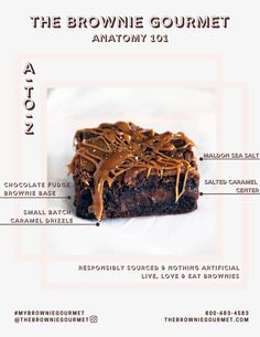 the brownie gourmet anatomy is shown in this poster, with information about it