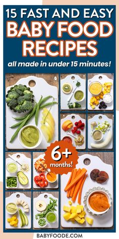 10 images of cutting boards with the ingredients next to a bowl of the corresponding puree Baby Puree Recipes Stage 2, Baby Food For 6 Months, Pear Baby Puree, Avocado Baby Puree, Easy Baby Food, Easy Homemade Baby Food, Pumpkin Yogurt, Ginger Babies