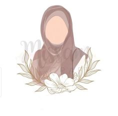 a woman wearing a hijab with flowers around her neck and the words text here