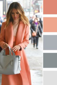 Apricot Color Outfit, Magenta Outfit Color Combos, True Spring Outfits, Complementary Colors Fashion, Autumn Color Palette Fashion, Orange Color Combinations