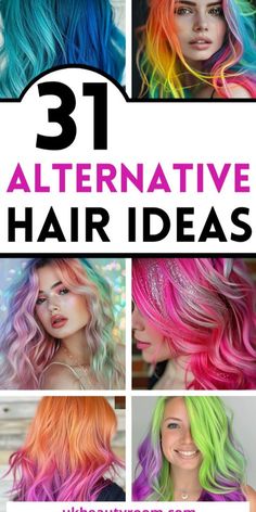 Colorful Hair For Brunettes, Cool Toned Vivid Hair, Colorful Hair With Blonde, Hair Dye Multicolor, Blue Under Blonde Hair, Fashion Colour Hair Ideas, 2 Tone Blue Hair, Vivid Color Hair Ideas, Vivid Fall Hair Color Ideas