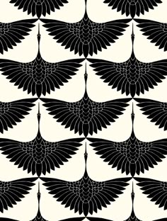 black and white art deco wallpaper with an intricate design in the middle, on a cream background