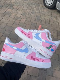 Trendy Pink High-top Custom Sneakers, Cute Pink High-top Custom Sneakers, Cute High-top Custom Pink Sneakers, Pink Round Toe Sneakers, Cute Pink Custom Sneakers With Round Toe, Cute Custom Pink Sneakers With Round Toe, Pink High-top Fun Sneakers, Airforce Custom, Airforce 1s