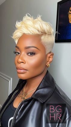 Classic Pixie Elegance – Black Women’s Hair #ClassicPixie #ElegantHairStyle #BlackGirlsHairRocks – Black Girls Hair Rocks Summer Haircut, Black Pixie, Platinum Pixie, 2024 Hairstyles, Black Hair Short Cuts