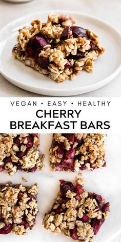 vegan and easy healthy breakfast bars on a white plate