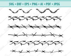 barbed wire svg files, eps and png for use in projects such as crafts