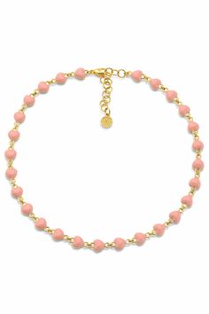 BUDDHA MAMA-Pink Heart Necklace-YELLOW GOLD Luxury Yellow Gold Necklaces With Heart Beads, Luxury Gold Heart Beads Necklace, Luxury Yellow Gold Necklace With Heart Beads, Pink Heart Necklace, Discount Jewelry, Pink Valentines, Marissa Collections, Fine Jewelry Designers, Bubblegum Pink